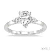 1/5 Ctw Pear Cut Diamond Semi-Mount Engagement Ring in 14K White Gold